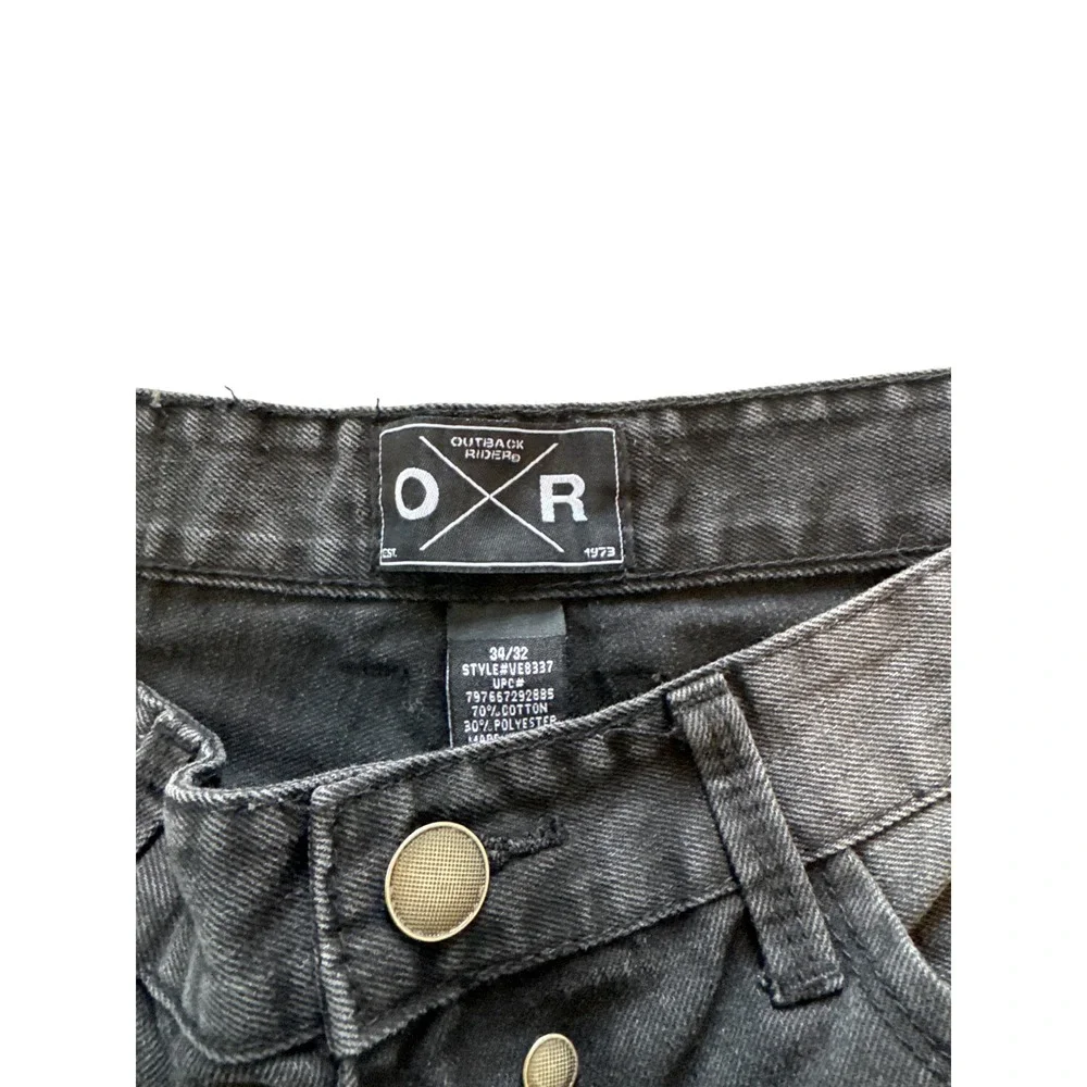 Outback Rider Black Distressed Jeans Sz 34x32 Cotton Blend Denim Classic Comfort